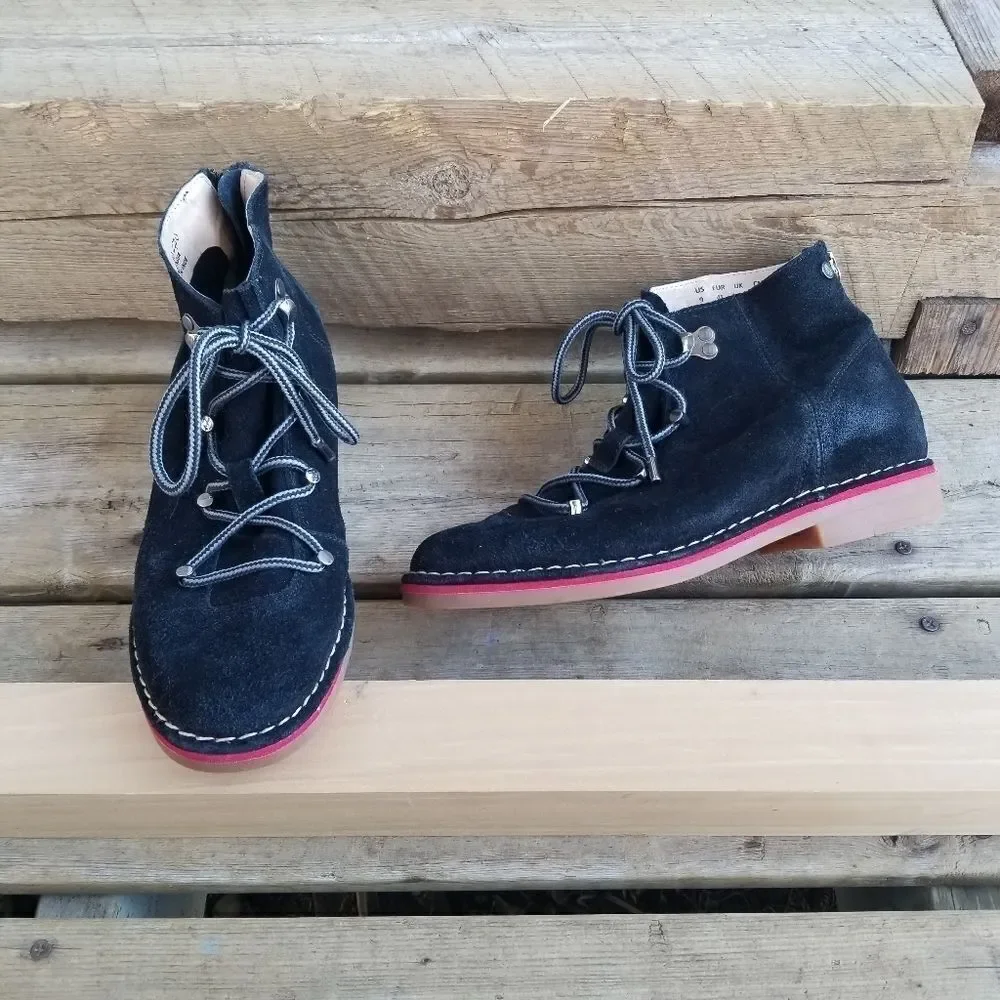 Hush Puppies‎ Catelyn Hiker Black Suede Leather Mountaineering Ankle Boots 9